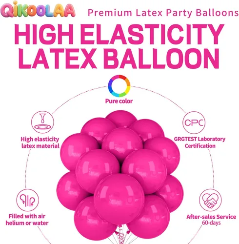 Miniatura 2 de 32 globos rosa intenso de 18 pulgadas, globos grandes redondos de látex para fiestas, para decoraciones de cumpleaños y bodas. C12-rosa intenso
