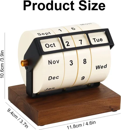 Miniatura 5 de Calendario perpetuo de madera para decoración de escritorio de oficina, calendario de escritorio perpetuo giratorio, calendario de escritorio