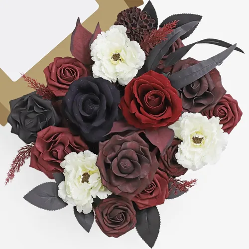 Miniatura 19 de MISSPIN Juego de flores artificiales para bricolaje, ramo de rosas falsas, flores para novia, boda, centro de mesa, decoración de mesa, bohemio
