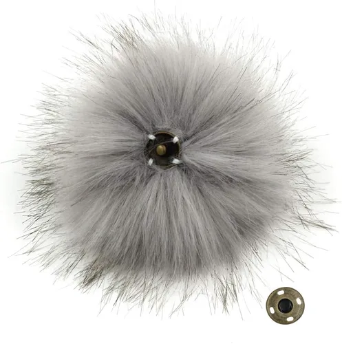 Miniatura 6 de 12 piezas de accesorios para sombreros de tejer, bola de pompón de piel sintética con botón de presión