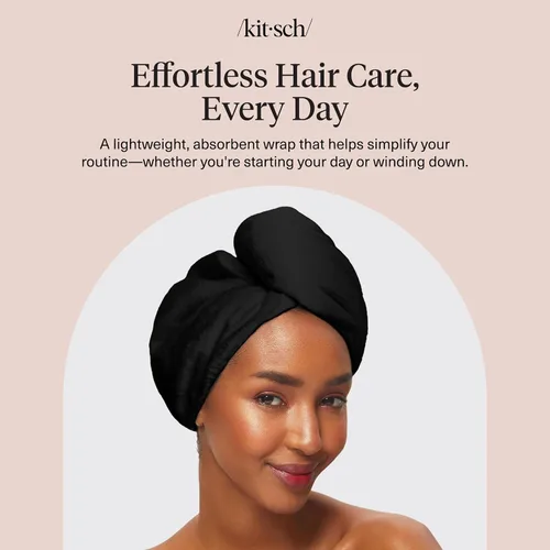 Miniatura 9 de Kitsch Toalla Envolvente de Microfibra para el Cabello para Mujeres - Toalla de Secado de Cabello Súper Absorbente - Secado Rápido