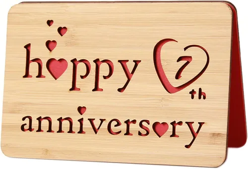 Miniatura 43 de Tarjeta de felicitación de madera para el primer aniversario, hecha a mano, 1 año, aniversario de boda, tarjeta de primer aniversario para ella, él