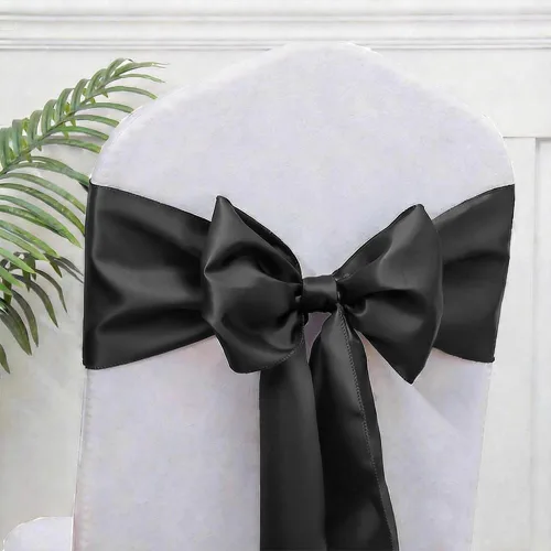 Miniatura 11 de Bandas de satén para sillas de color azul bebé, paquete de 50 lazos para sillas de color azul claro para boda, revelación de género, baby shower