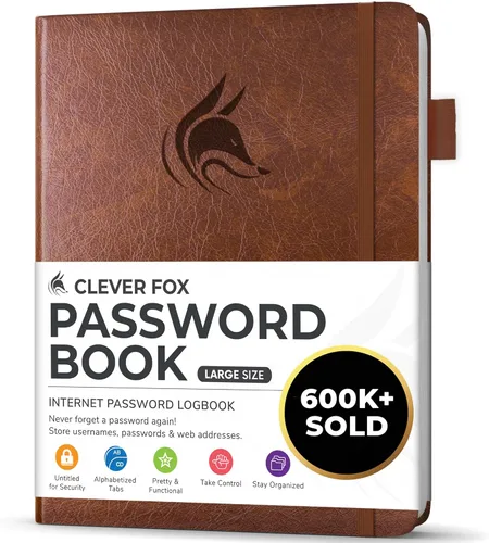 Miniatura 42 de Clever Fox - Libreta de contraseñas con pestañas alfabéticas, organizador de direcciones de Internet, tamaño grande, para inicios de sesión en Azul