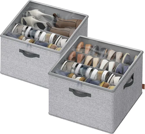 Miniatura 12 de SONGMICS Organizador de zapatos para armario, caja organizadora de zapatos de tela con divisores ajustables, compartimentos de almacenamiento