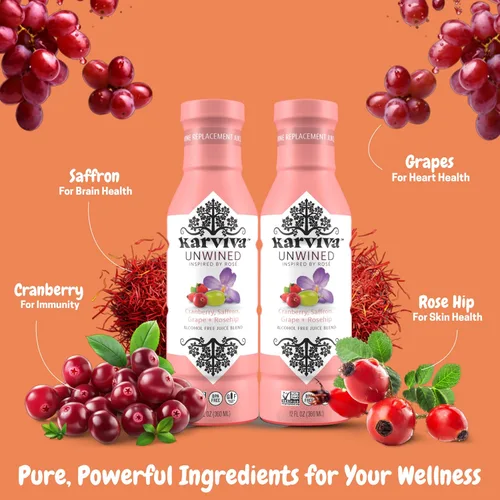 Miniatura 4 de Karviva Alternativa al vino rosado sin vino sin alcohol – Bajo en azúcar, orgánico, mezcla de hierbas para relajación, equilibrio hormonal y salud