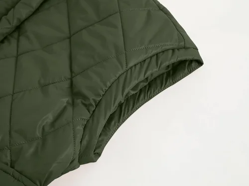 Miniatura 4 de Jeanewpole1 Chaleco acolchado acolchado con cuello alto sin mangas con cremallera y cinturón para mujer