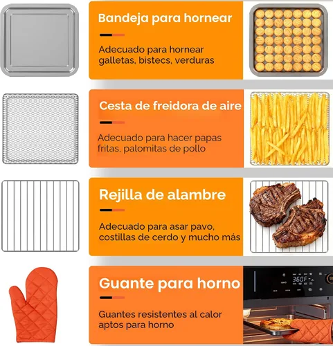 Miniatura 7 de OUNIN Combo de horno tostador y freidora de aire, horno de vapor de convección 11 en 1 con freidora de aire, vapor, doble cocción, horneado, asado