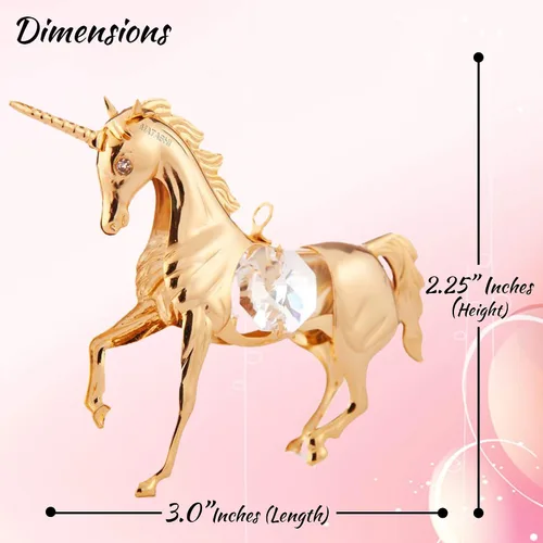 Miniatura 3 de Matashi Adorno de unicornio chapado en oro de 24 quilates, decoración para el hogar, oficina, regalo único para el día de la madre, día de San
