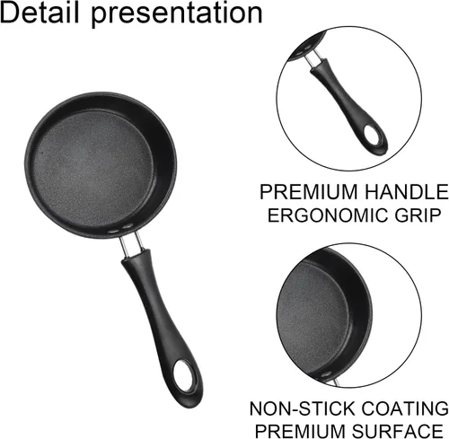 Miniatura 3 de Sartén pequeña para huevos de 4.7 pulgadas, sartén de acero inoxidable, sartén para tortilla de una sola porción, sartén pequeña antiadherente