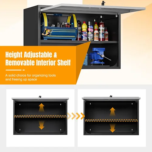 Miniatura 4 de STANI Gabinete de pared de metal para garaje, armario flotante de montaje en pared de almacenamiento de garaje, caja de cambios de remolque