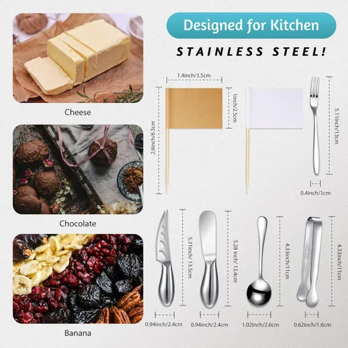 Miniatura 2 de Patelai Accesorios para tabla de charcutería, juego de cuchillos esparcidores de queso, utensilios de charcutería, cuchillo de mantequilla, mini