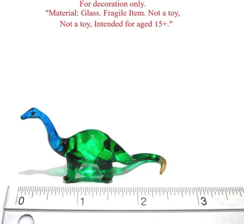 Miniatura 3 de Mini arte de vidrio soplado hecho a mano de 2.5 pulgadas, figura jurásica de dinosaurio brontosaurio, cosas geniales, animales en miniatura