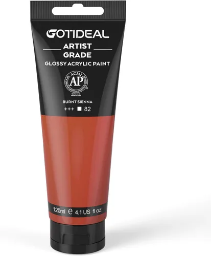 GOTIDEAL - Pintura acrílica sienna tostado, tubos de 4.1 oz, no tóxicas, duradera, para pintor adulto o niño y para lienzo, madera, arcilla, tela o