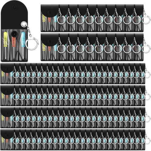 Miniatura 15 de Jutom Juego de 100 mini destornilladores y llaveros a granel, incluye 3 mini destornilladores en una bolsa portátil con broche a presión con gancho
