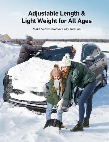 Miniatura 5 de AstroAI Kit de raspador de hielo y pala de nieve de 2 pulgadas, raspadores de hielo de 47.2 pulgadas para parabrisas de automóvil y cepillo de nieve