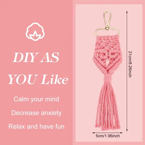 Miniatura 3 de INFUNLY Juego de 4 llaveros de macramé con forma de corazón, mini llaveros de macramé estilo bohemio para bolsas de macramé, colgantes de corazón