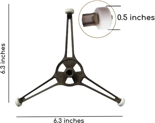 Miniatura 5 de Paquete de 1 bandeja de placa giratoria plana para horno de microondas, soporte giratorio de triple brazo con ruedas, brazo de repuesto de rodillo