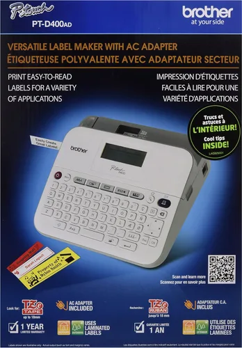 Miniatura 2 de Brother Pt-d400ad Rotuladora versátil y fácil de usar con adaptador de CA - Etiqueta, cinta - 0.14, 0.24