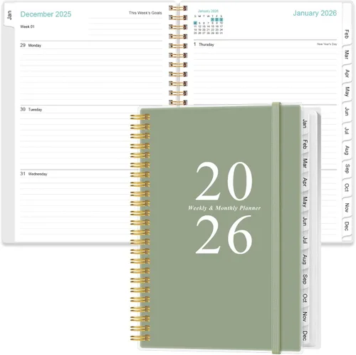 Miniatura 29 de Agenda de bolsillo/calendario 2026 - Agenda 2026 de enero de 2026 a diciembre de 2026, agenda 2026 con 12 pestañas, encuadernación de doble alambre