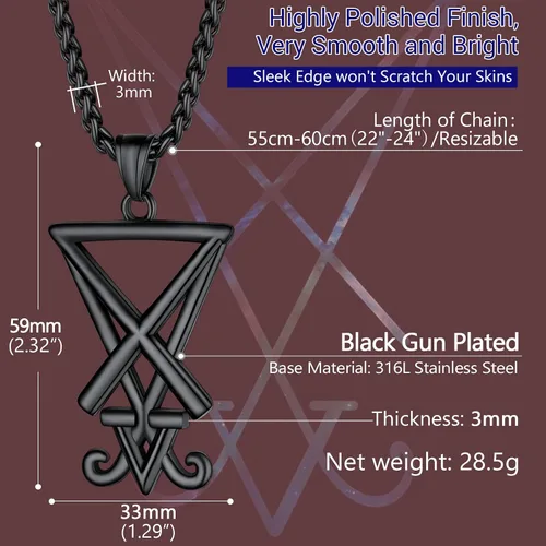 Miniatura 61 de PROSTEEL Satanic Jewelry Upside Down Cross Necklace for Men Women, 316L Stainless Steel/925 Sterling Silver Inverted Cross/Leviathan Cross Pendant