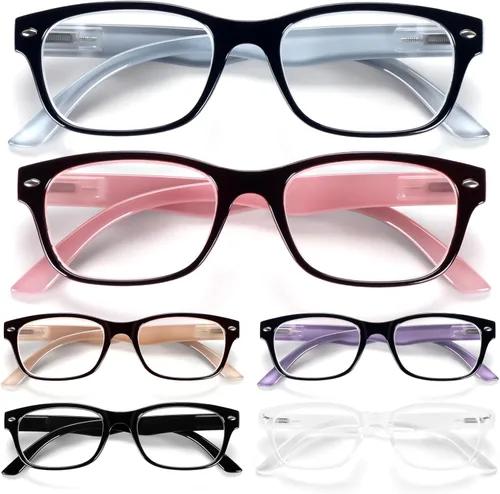 Miniatura 12 de BLOEXCLU Paquete de 6 lentes de lectura para mujeres y hombres, bloqueo de luz azul, bisagra de resorte, lectores de computadora, antifatiga