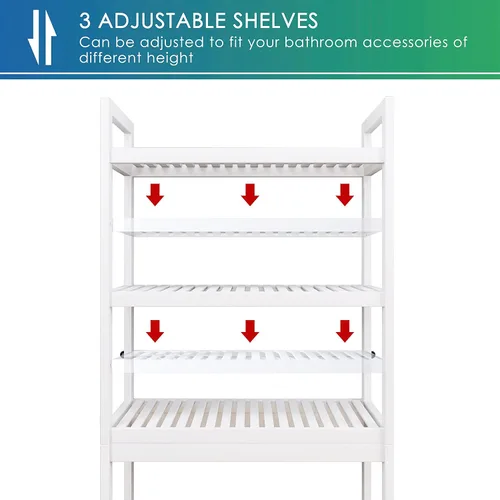 Miniatura 7 de SMIBUY Estante de almacenamiento de baño, estante organizador de bambú sobre el inodoro, ahorro de espacio de inodoro independiente con estantes