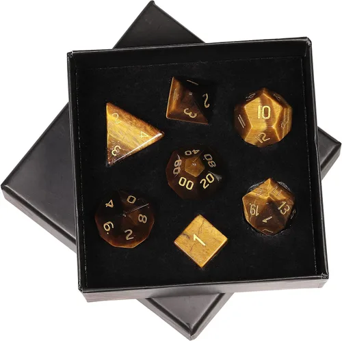 Miniatura 17 de mookaitedecor Juego de 7 dados poliédricos de cristal de ágata india, dados pulidos de piedras pulidas para juegos de mesa RPG MTG decoración
