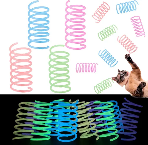Fashion's Talk 12 juguetes para gatos que brillan en la oscuridad para gatos de interior, juguetes interactivos de color gelatina para persecución y