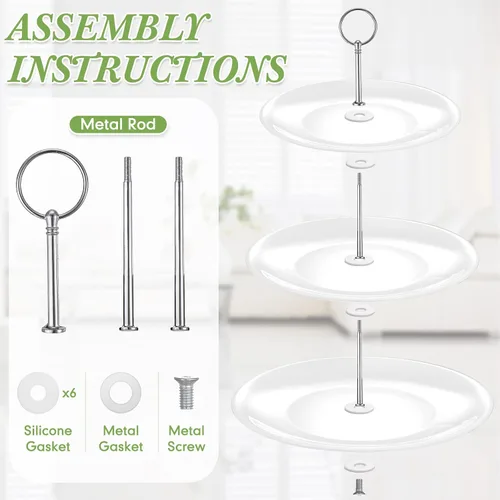 Miniatura 6 de Tatuo 2 soportes de porcelana de 3 niveles para cupcakes, torre para tartas, pastelería para servir postres, soporte escalonado de cerámica blanca
