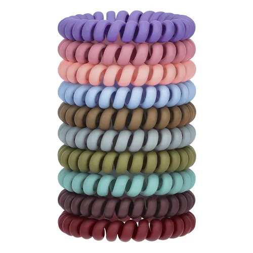 Miniatura 10 de JessLab Lazos para el cabello en espiral para mujeres, paquete de 10 sujetadores de cola de caballo sin rastro y sin daño, bandas para el cabello