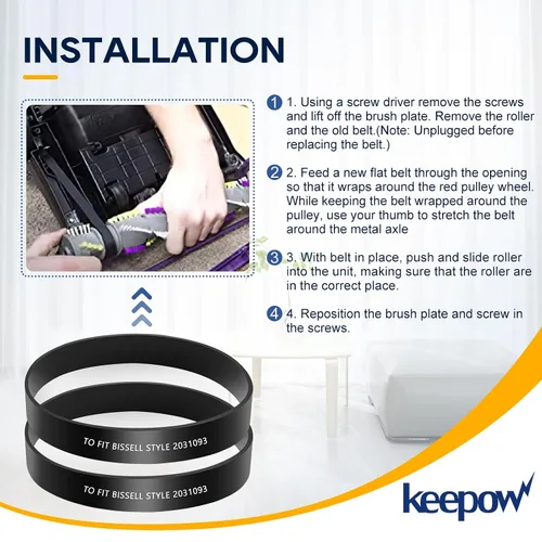 Miniatura 4 de KEEPOW Correa de repuesto para aspiradora Bissell PowerForce Helix Turbo 2191, 2191U, 2190, 2252, 2253, 2254, 22543, 1700, 1701, 1797, 1793, 2691