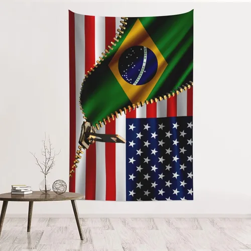 Miniatura 20 de Tapiz de bandera estadounidense y bandera cubana de Cuba, 60 x 40 pulgadas, divertido tapiz estético, arte de pared para dormitorio, sala de estar