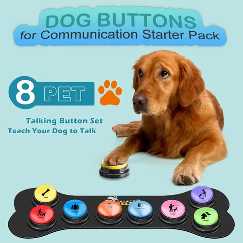 Miniatura 2 de Botones para perros para comunicación, paquete de 8 botones para hablar de perros, botón de grabación de voz de 30 segundos, timbre de entrenamiento