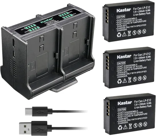 Miniatura 7 de Kastar Cargador de batería cuádruple compatible con batería Canon LP-E12 LPE12, cargador Canon LC-E12 LC-E12E, Canon EOS 100D EOS M M2 M10 M50 Mark2