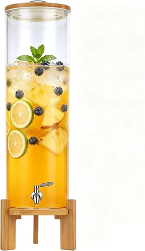Miniatura 9 de Dispensador de bebidas, dispensador de bebidas de vidrio de 3 galones con soporte, grifo de acero inoxidable, ideal para fiestas, bares
