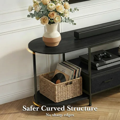 Miniatura 5 de Faesun Soporte de TV de 55 pulgadas para televisores de hasta 55 pulgadas, consola multimedia de borde curvado y centro de entretenimiento con 2