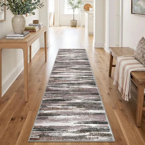 Miniatura 98 de Lansny Alfombra moderna abstracta para entrada de interiores de 2 x 3 pies, lavable, antideslizante, suave, alfombra de área pequeña, color negro