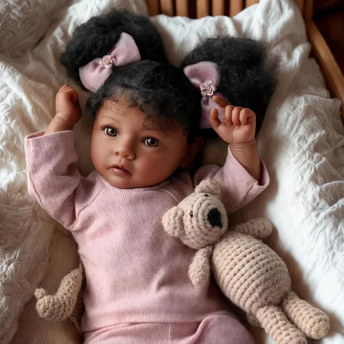 Miniatura 6 de BABESIDE Muñecas realistas de bebé Reborn de niña negra, cuerpo de vinilo suave de 20 pulgadas, muñecas de bebé recién nacidas hechas a mano