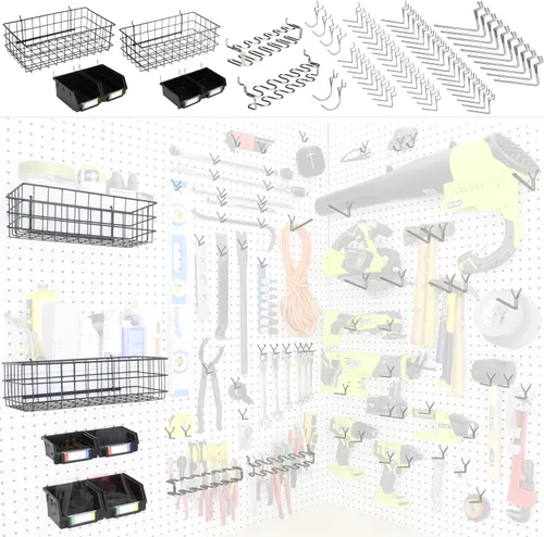 Miniatura 8 de Ganchos para tablero de clavijas para colgar herramientas surtidas – Kit de accesorios de organización de herramientas – Juego de organizador