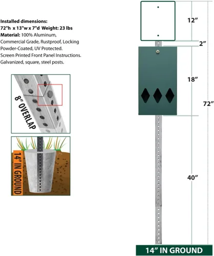 Miniatura 7 de ZERO WASTE USA NUEVA 2026 DISPENSE-ART™ Estación de basura para perros de aluminio con impresión UV de 7 pies - Sin bote de basura - 25% más