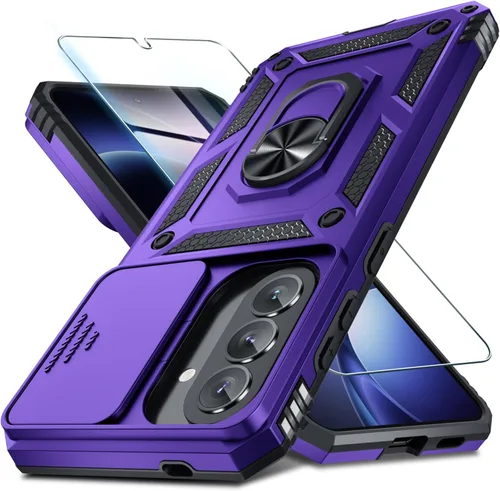 Miniatura 33 de Janmitta Compatible con Galaxy A15 5G Funda con Cubierta Deslizante Integrada para Lente de Cámara + Protector de Pantalla + Soporte de Anillo