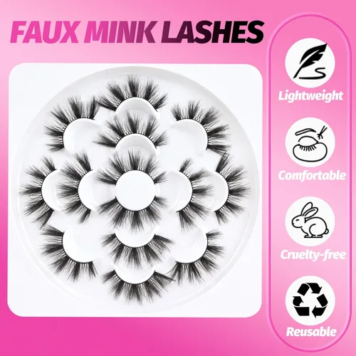 Miniatura 165 de Veleasha Pestañas postizas de manga puntiagudas, 100% hechas a mano, aspecto natural, pestañas postizas ligeras con banda transparente suave