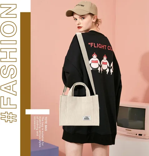 Miniatura 3 de Corduroy Tote Bag for Women Small Satchel Bag Mini Tote Bag Aesthetic Crossbody Handbag - School Work Travel Shopping