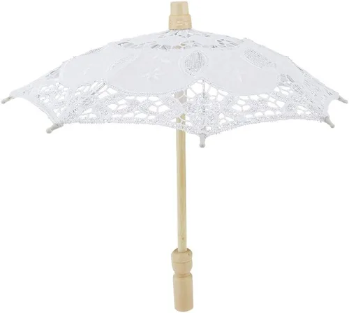 AUNMAS Paraguas pequeño de encaje blanco para decoración, paraguas lluvioso, súper mini artesanía exquisita bricolaje cumpleaños foto apoyo (10.2 x