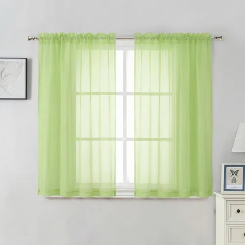 Miniatura 162 de Aiyufeng 2 paneles de cenefa transparente negra de 14 pulgadas de largo, cortinas cortas negras transparentes para dormitorio, cortinas de cocina