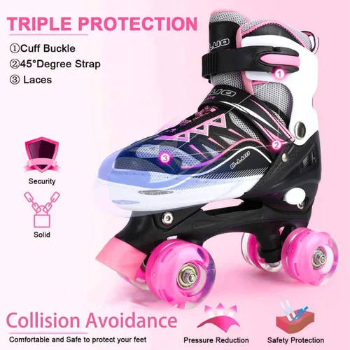 Miniatura 5 de Patines en línea ajustables para niñas y mujeres, todas las 8 ruedas de los patines de niña brillan, iluminación segura y divertida para niños