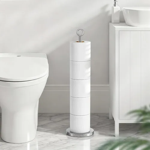 Miniatura 7 de Soporte para papel higiénico (con función de reserva), soporte de almacenamiento de rollos de repuesto independiente, acero inoxidable