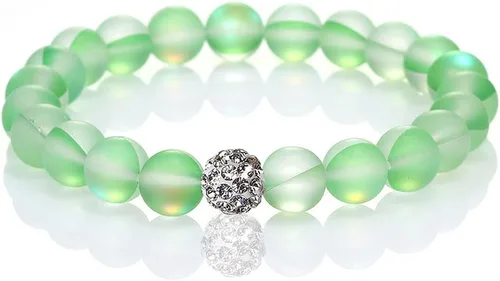 SUMMER LOVE Joyería pulsera de cristal de sirena mística de 0.315in, pulsera de cuentas de piedra lunar brillante para mujeres y niñas, Sin gemas.