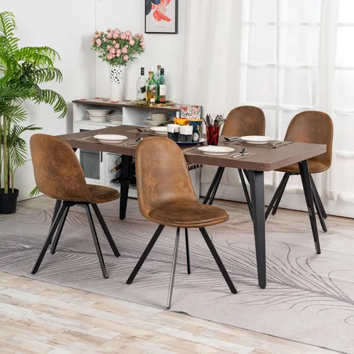 Miniatura 6 de Homy Casa Juego de 4 sillas de comedor tapizadas giratorias, sillas laterales modernas de mediados de siglo con marco de metal para cocina, sala